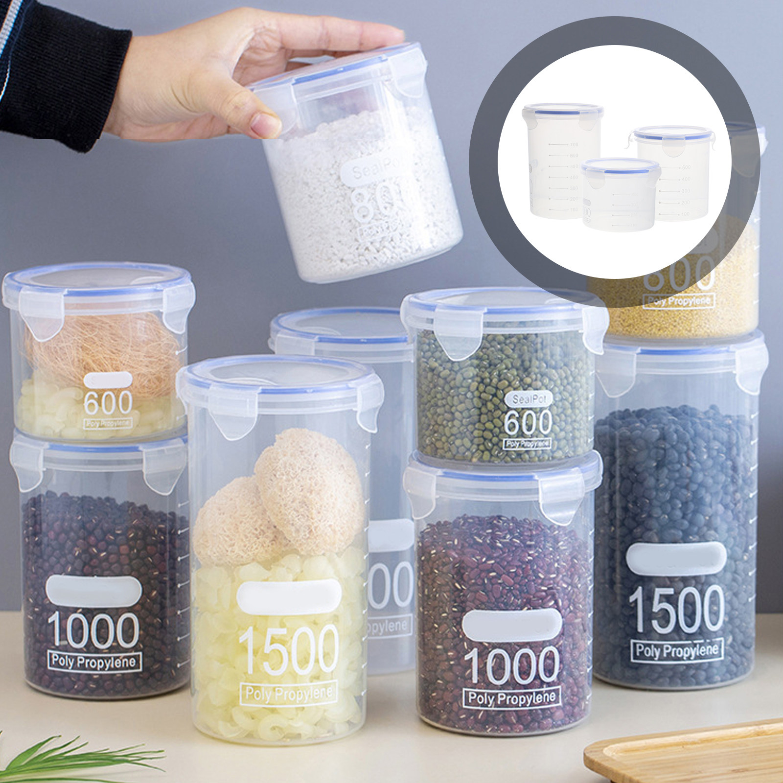 Food Storage Containers - Juego de 6 recipientes herméticos para