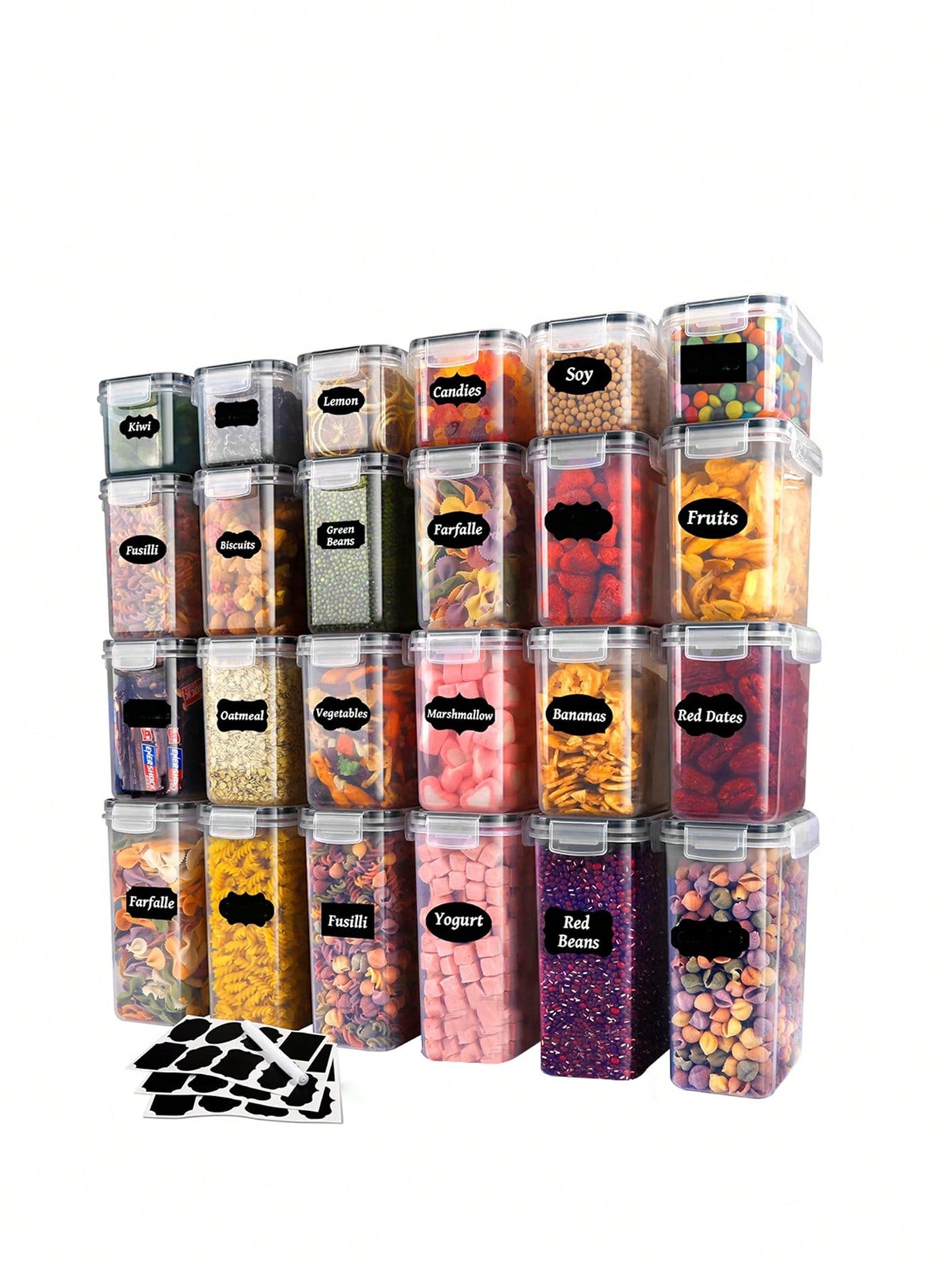 48 recipientes herméticos para - Food Storage Labels reseña y precio